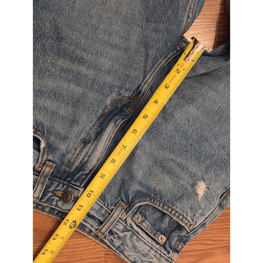 Zara Womens High Waisted Wide Leg Distressed Jeans Blue Ripped Denim Size 0 - Picture 5 of 7